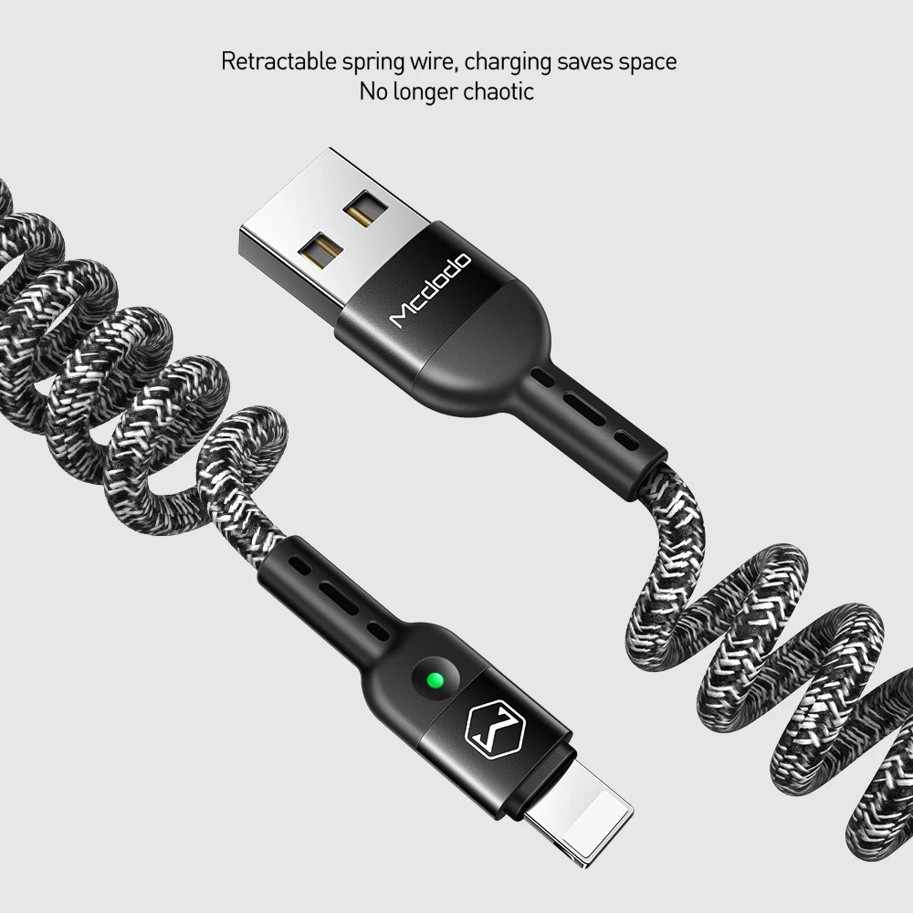 Mcdodo Весна Удлинительный кабель для быстрой зарядки USB кабеля IPhone 11 12 XS MAX XR X 8 7 6 plus
