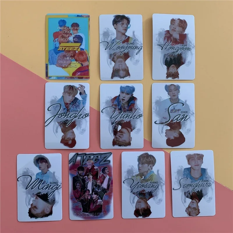 

KPOP ATEEZ Men's Team Crystal Card Sticker Bus Card Sticker ATINY Peripheral Sticker Small Card Postcard WOO YOUNG