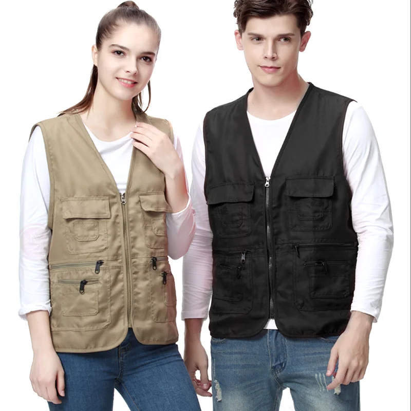 

2020 Men Women Waistcoat Unisex Outdoor Travel Multi-pockets Zipper Loose Casual Coat For Women Chalecos Para Mujer