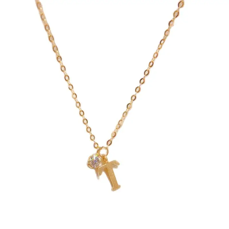 Barato MADALENA SARARA-Colgante De Oro Amarillo De 18K Con Diamantes Para Mujer, Collar Con Ajuste De Pavé, Gargantilla De Cadena, Letras Doradas Au 750