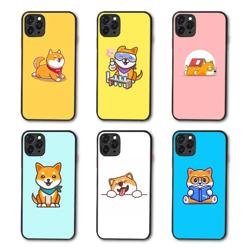 

Cute Cartoon Animal Shiba Inu Phone Case Matte Transparent for iPhone 7 8 11 12 s mini pro X XS XR MAX Plus coque