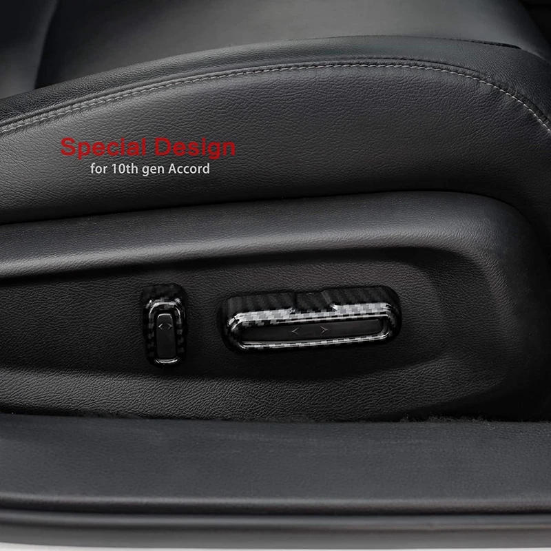 

for Honda Accord 2018-2020 Car Seat Adjust Switch Button Cover Trim Decorative Frame Stickers Accessories, Carbon Fiber