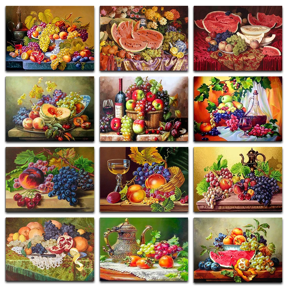 

5D Diy Diamond Painting Fruit Full Round Diamond Mosaic Cross Embroidery Flower Diamond Painting Kitchen Home Raspberry Decor