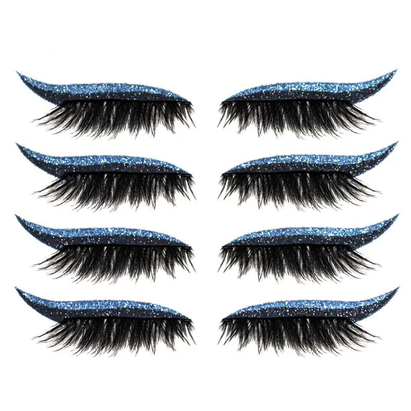 

4Pairs Reusable Waterproof Eyelash Stickers Makeup Stickers Beauty Tool Shiny Party Charming Eyelid And Eyelash Stickers