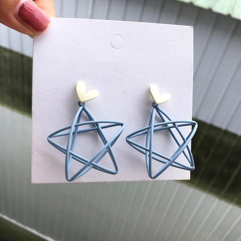Модные ювелирные изделия S925 большие синие серьги капли в форме звезды новый