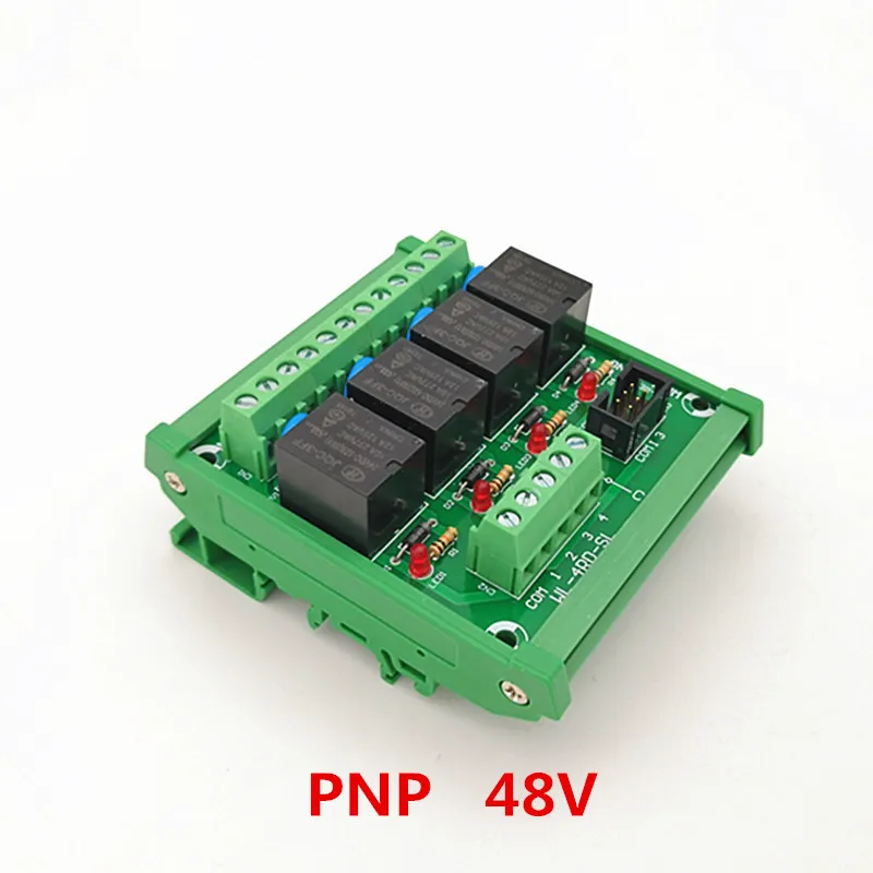 DIN рейку 4 канала PNPType 48V 15A релейный интерфейс модуля HF JQC-3FF-48V-1ZS реле. |