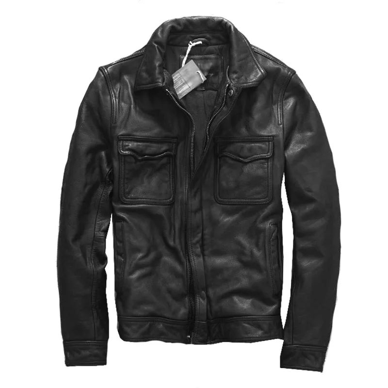 Импорт 2020 мужская куртка из воловьей кожи корейская мода приталенная
