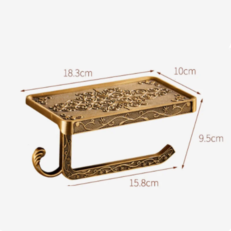 

Bathroom Hardware Set White Paper Mobile Phone Holder Space Aluminum Antique Roll Holder With Shelf Toilet Paper Box Wall Mount