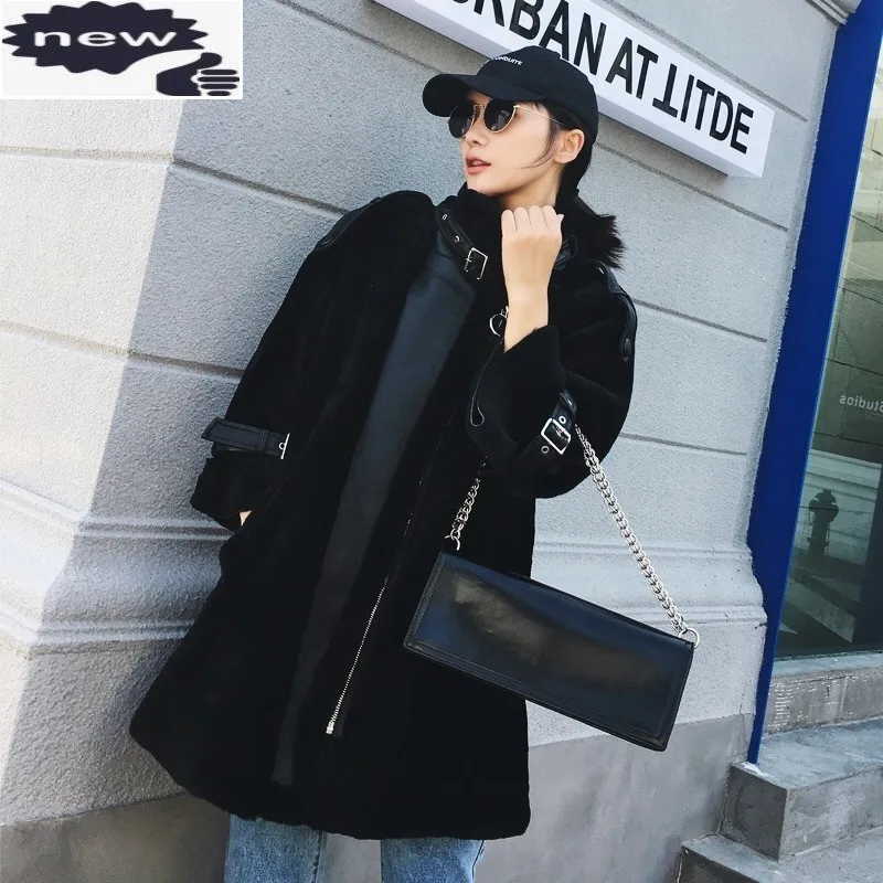 

Женское пальто из овчины ягненка средней длины, женская уличная одежда, роскошная Элегантная куртка из натурального меха, зимняя теплая офисная верхняя одежда на молнии