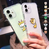 cute cartoon animal giraffe clear phone case for iphone 11 pro max x xs xr 12 mini 7 8 plus se 2020 transparent soft back cover