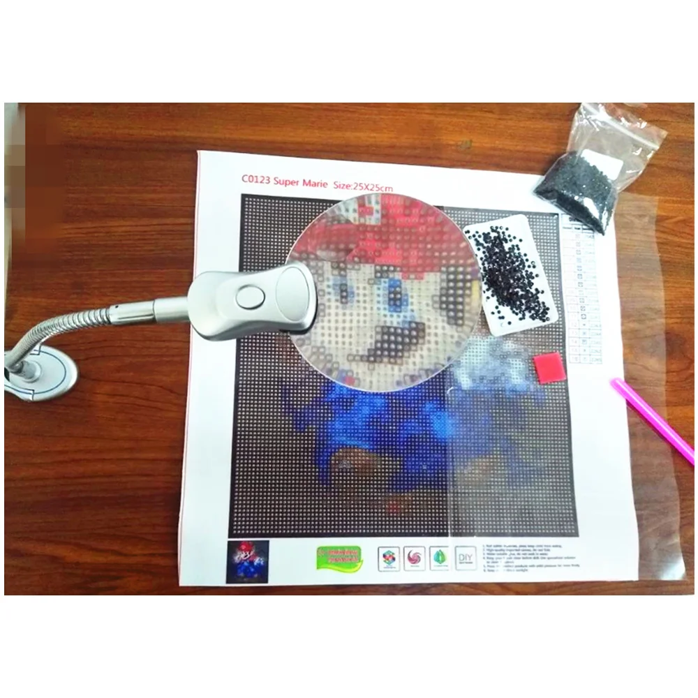 Новинка 5D DIY Алмазная картина увеличительное стекло настольный светодиодный