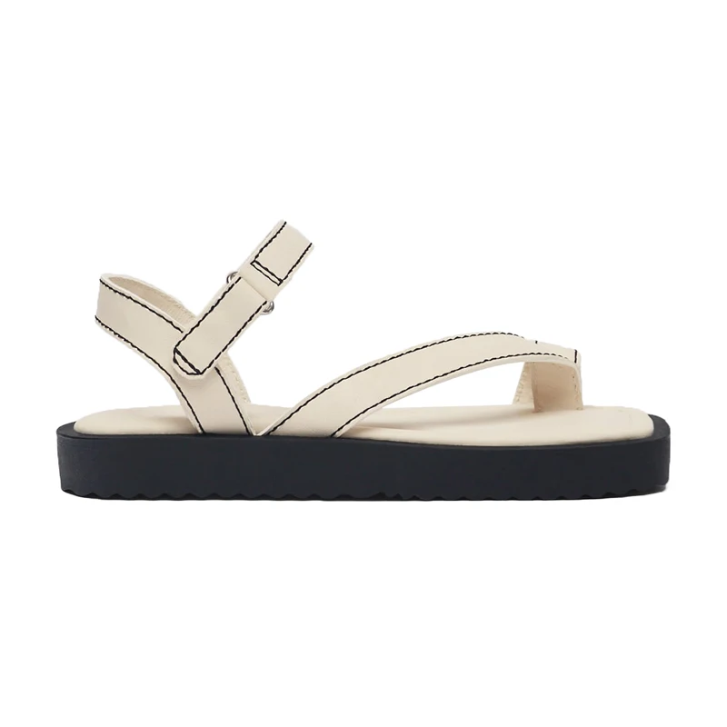 

2021 Summer Sport Sandals Word Buckle Thick-soled Flat Platform Sandal Girls Flats Sandalias White Shoes Woman Flip Flops
