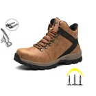 Высокие защитные ботинки со стальным носком для мужчин и женщин, неразрушаемые рабочие ботинки, Противоударная и износостойкая обувь