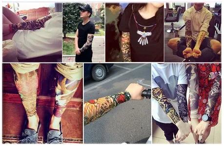 

10Pcs Unisex Outdoor Winter Sports 3D Tattoo printed Seamless UV Sun Protection Arm Cover Sleeves Cycling Riding Cuff Sleeves
