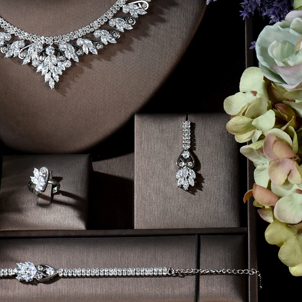 Супер сверкающий кубической формы циркониевый набор обручальных колец hiневесты