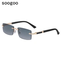 vintage rimless rectangle sunglasses vogue classic retro business sunglasses luxury brand designer eyewear brillen