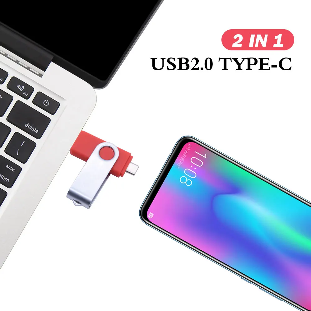 Двойной USB-накопитель 50 шт. флеш-накопитель Type-C 128 Гб 64 ГБ 32 USB 16 8 4 флешка для