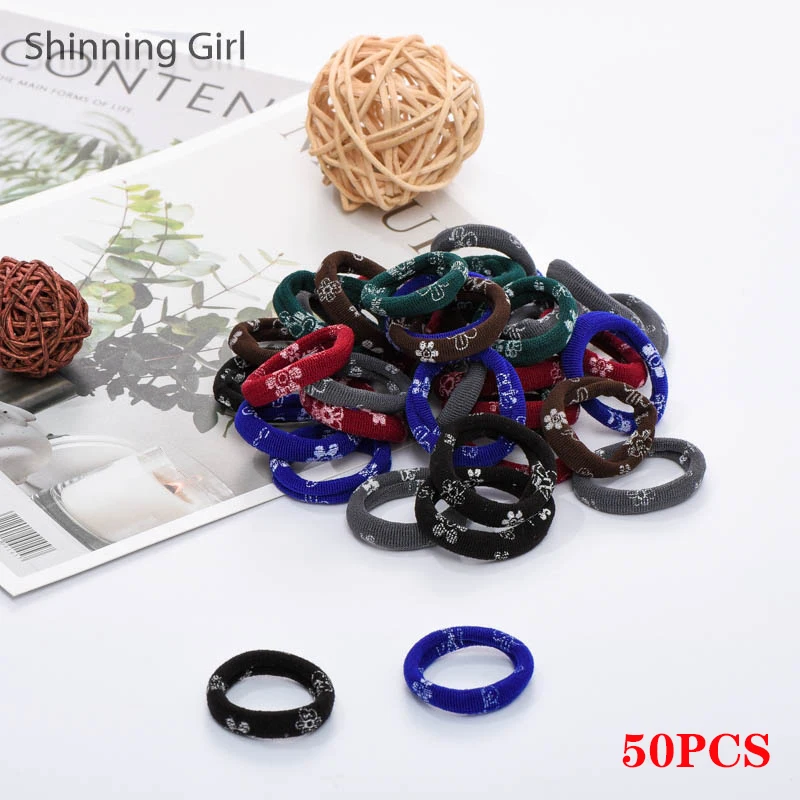 FlowerWinter-50pcs 30 шт./50 шт., бесшовная Детская резинка для волос для девочек, эластичная резинка для волос, резинка для головы, держатель для волос, аксессуары для волос для детей - Окраска металла: FlowerWinter-50pcs
