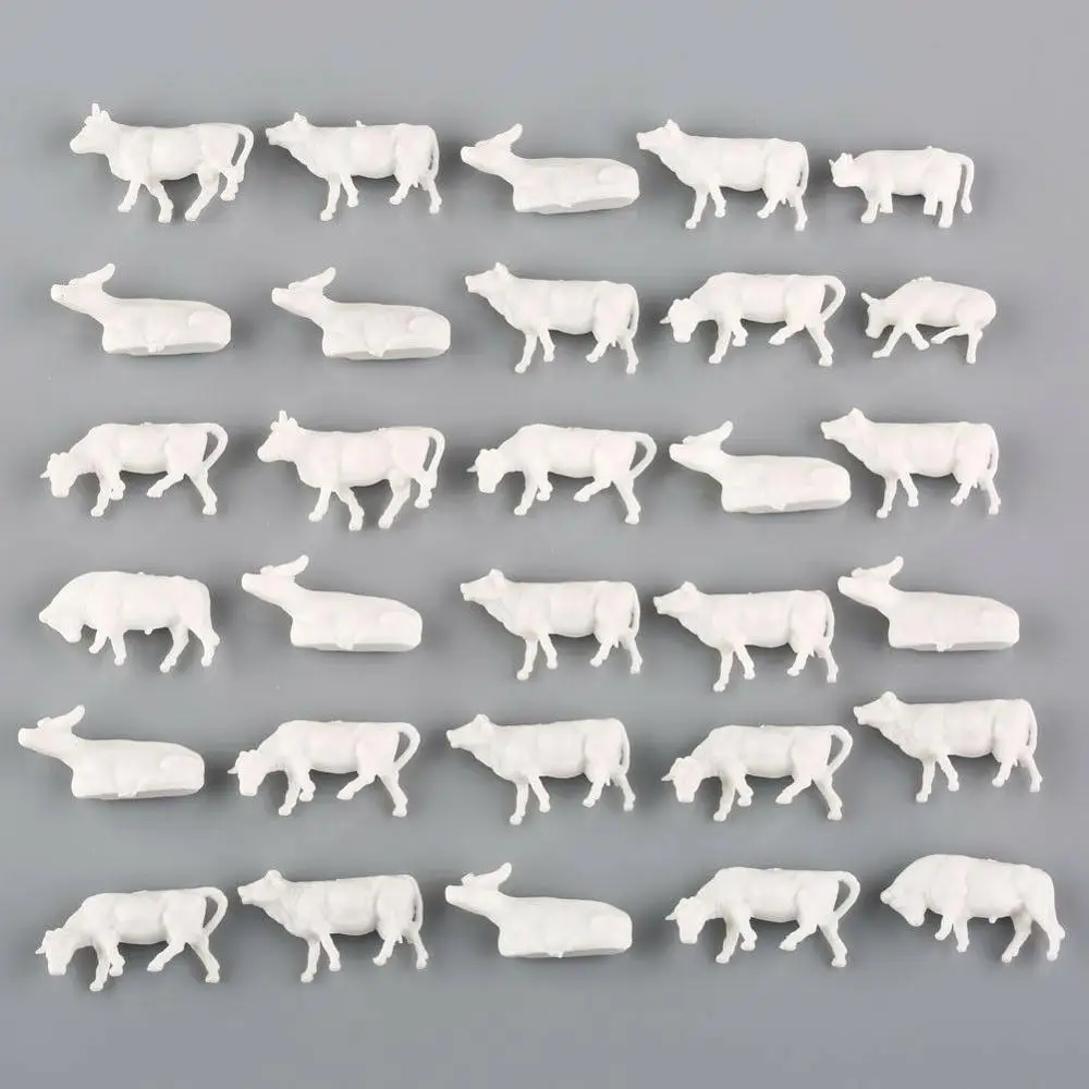Неокрашенные белые фермерские животные коровы 9 поз 50 шт. масштаб 1:87|farm animal cow|scale