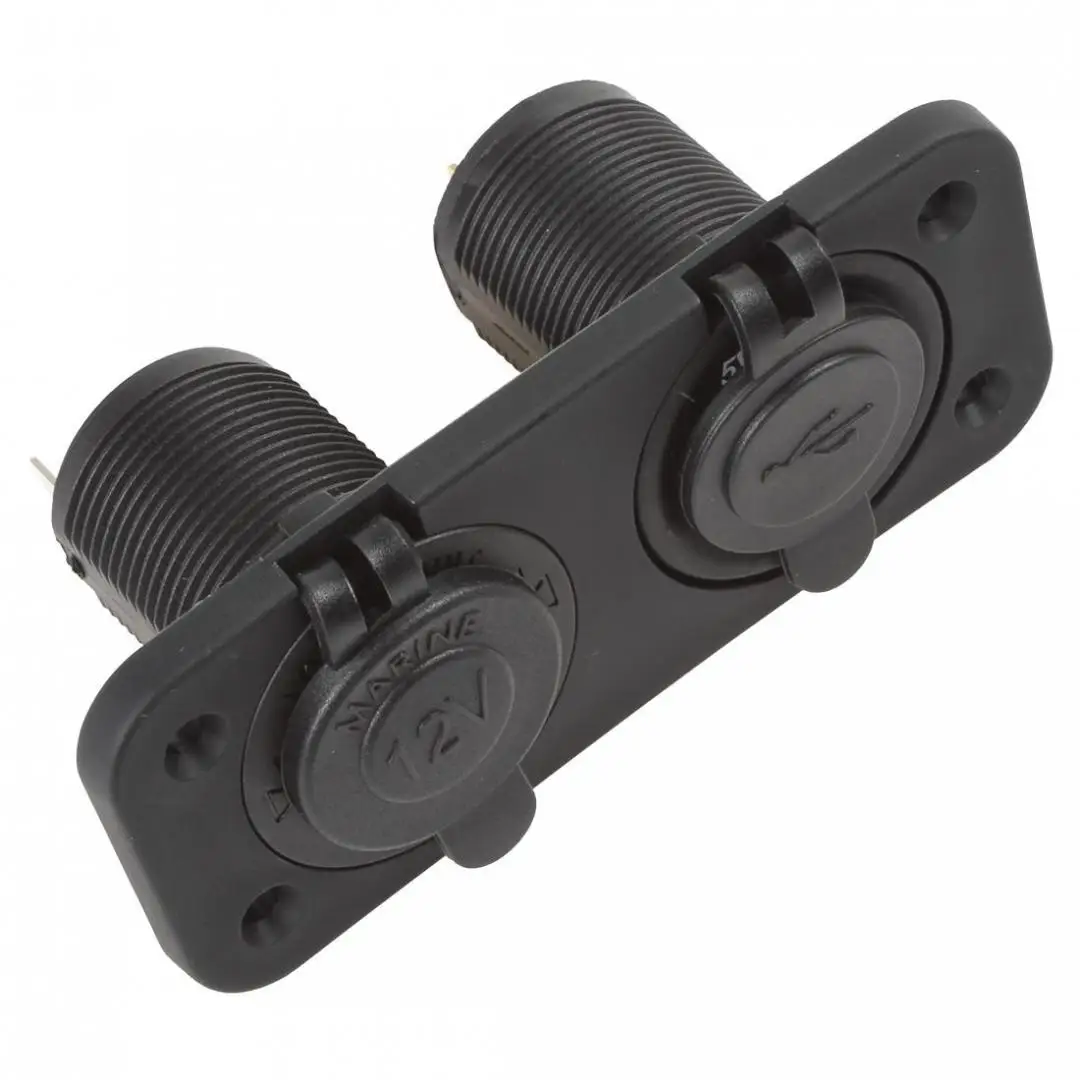 12V Car Cigarette Lighter Plug Adapter Socket Splitter Waterproof Motorcycle Boat Dual USB Power Charger Outlet for Smart Phone |