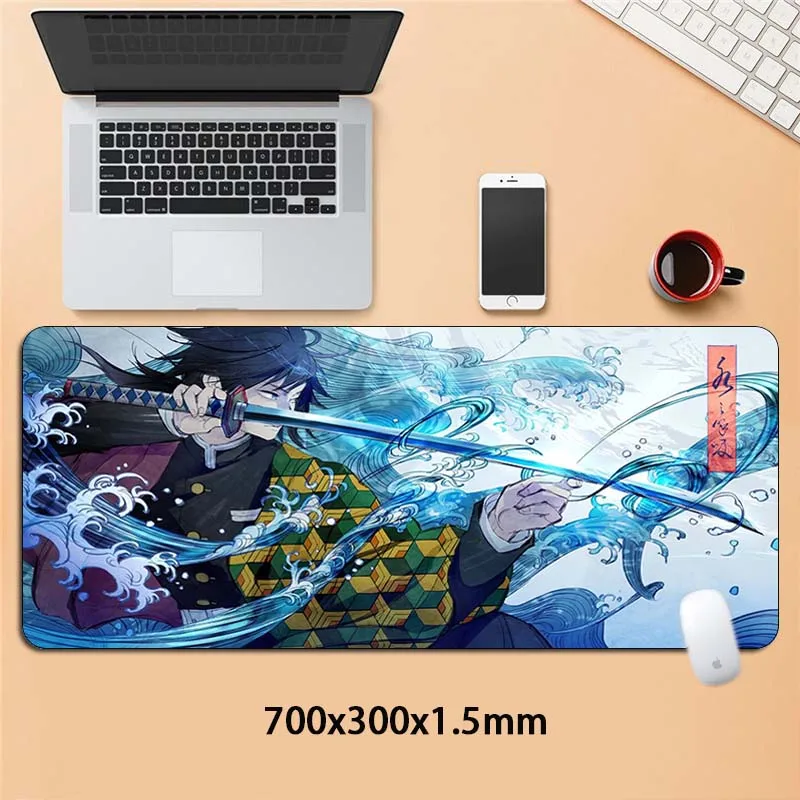 

Anime XL Mouse Pad Kimetsu No Yaiba Gamer HD Print Computer Large Rubber Mousepad Locking Edge For Cs Go Keyboard PC Desk Mat