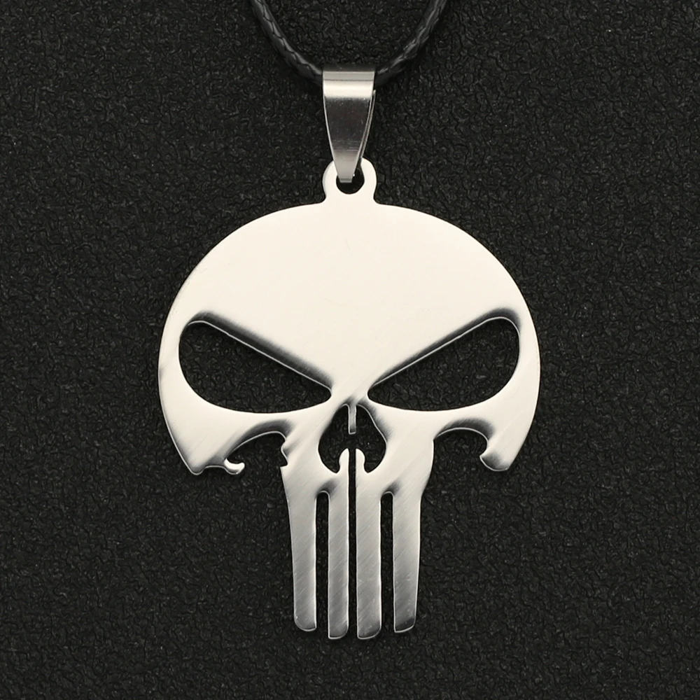 

Punisher Necklace Frank Castle Skull Head Eye Crossbones Army Silver Color Pendant Stainless Steel Jewelry Men Women Wholesale