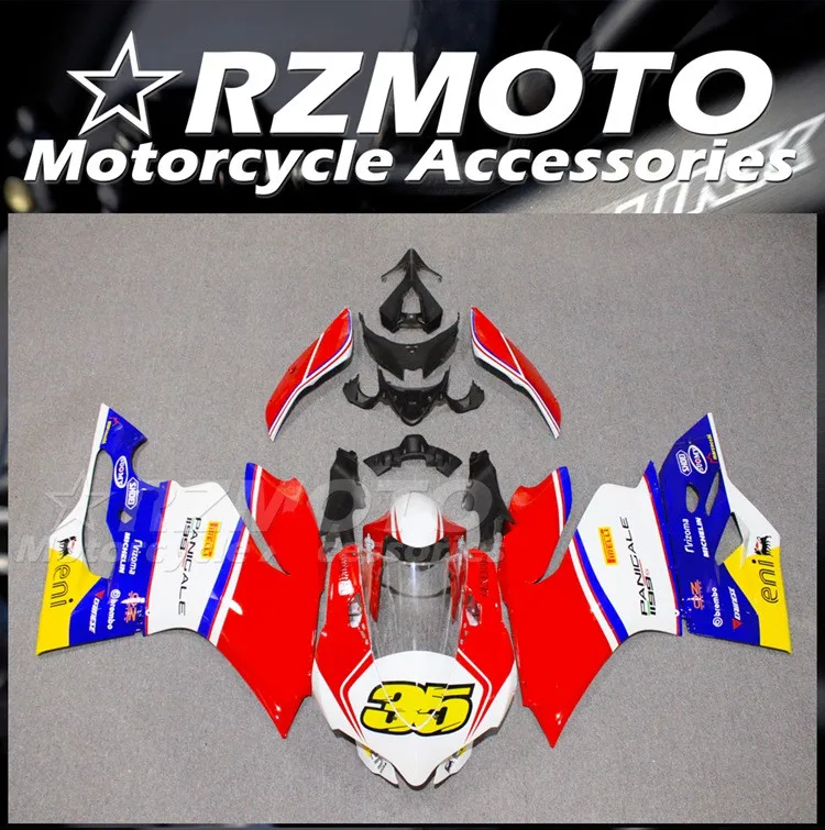 

Комплект обтекателей для мотоцикла из АБС-пластика, подходит для Ducati 899 1199 Panigale s 2012 2013 2014 12 13 14, кузов красного и синего цвета 35