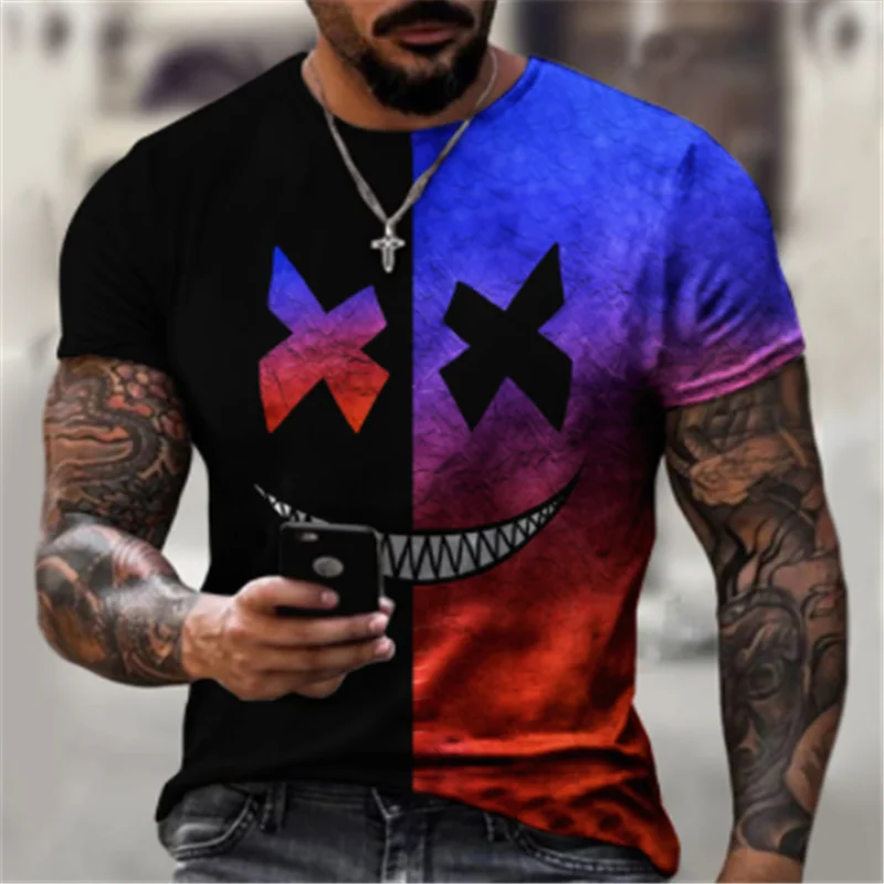 

Summer fashion and comfortable standard XoXo 3d printed T-shirt black pink American casual men's T-shirt
