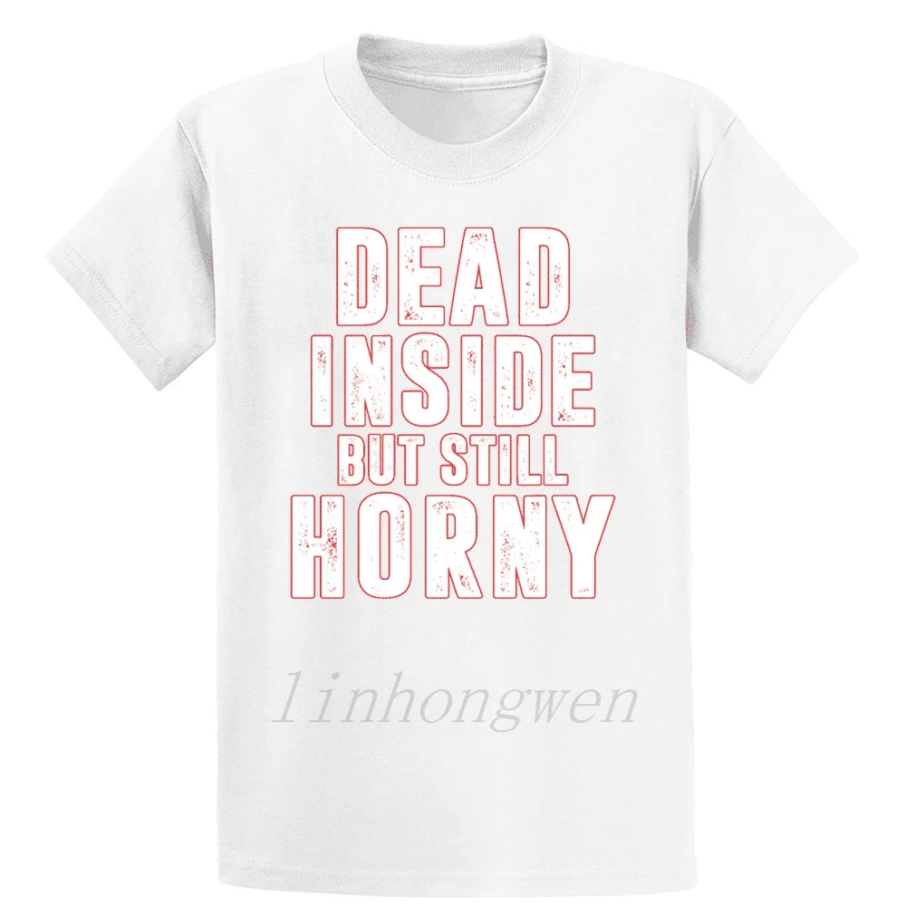 Футболка с надписью Dead Inside но по прежнему Роговая футболка на заказ большие