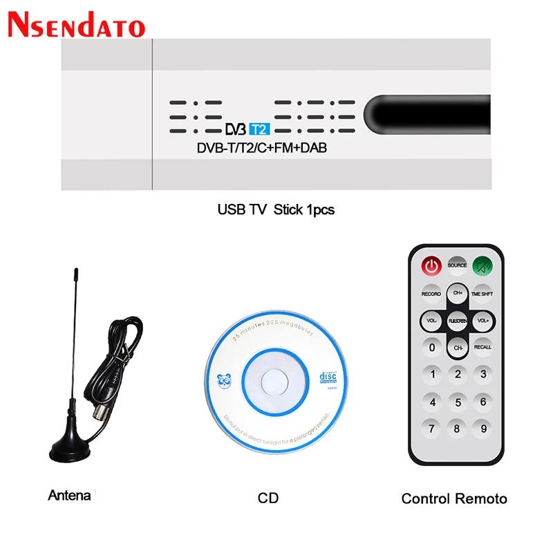 Цифровой спутниковый DVB T2/T C USB 2 0 ТВ тюнер Stick HD приемник с телевизионные антенны