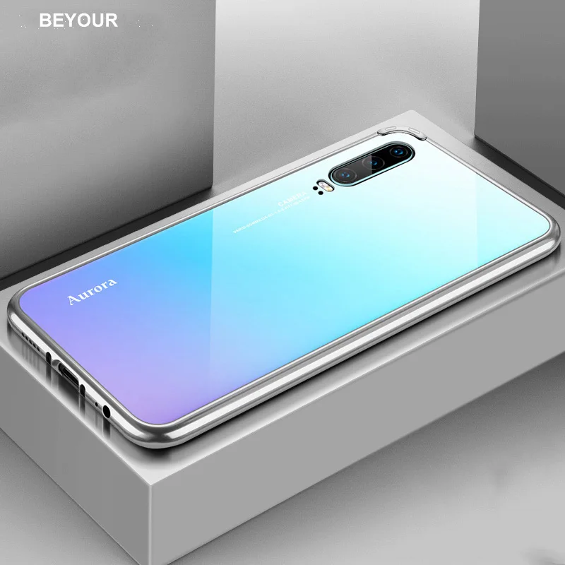 BEYOUR для VIVO X27 чехол Аврора металлическая рамка ударопрочный закаленное стекло