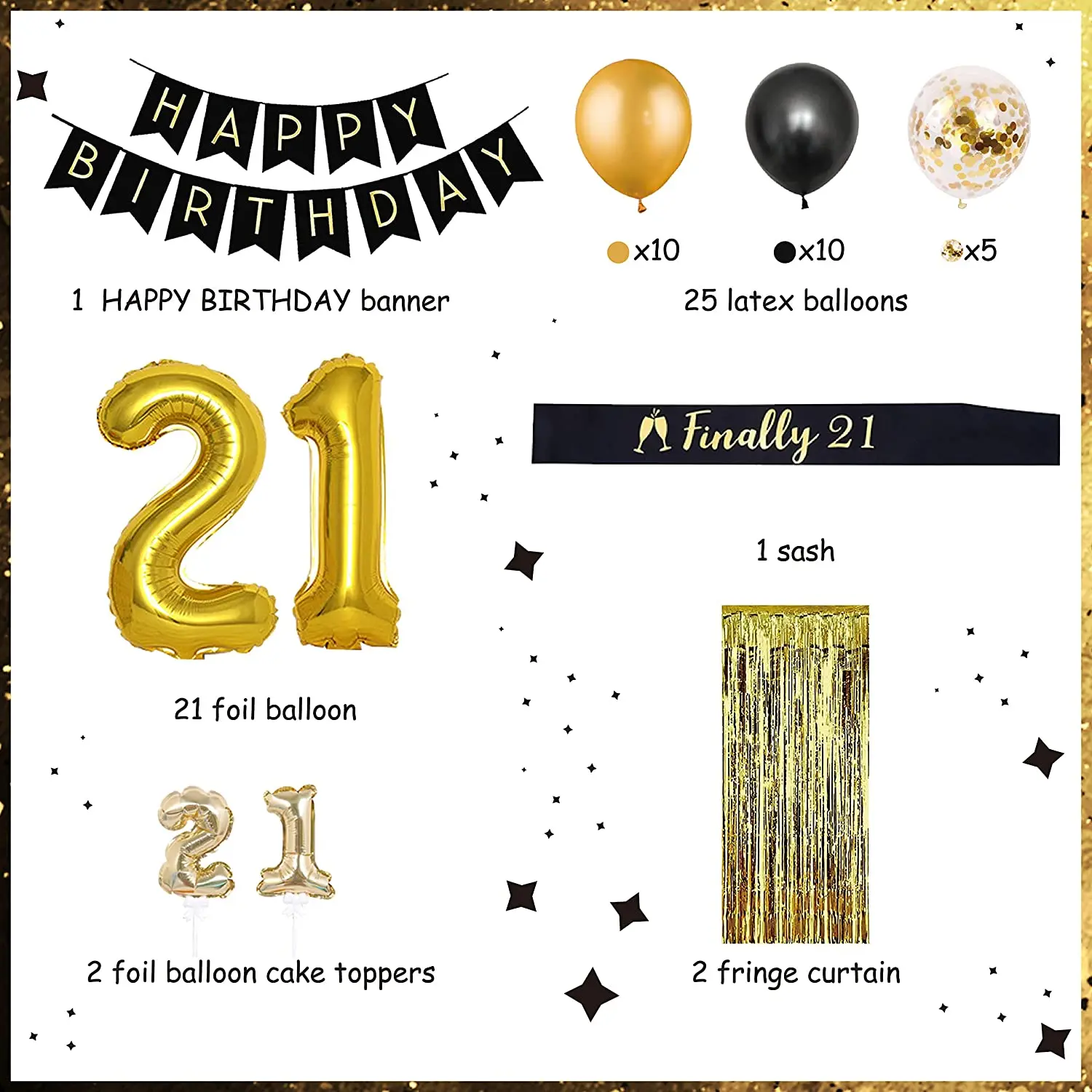 21 decoraciones para fiesta de cumplea&ntilde;os, suministros de fiesta de cumplea&ntilde;os, n&uacute;mero 21, cartel de feliz cumplea&ntilde;os-1