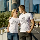 Одежда для пар на День святого Валентина Seeyoushy, Где вы, Я здесь, графические футболки с принтом пиццы, модная уличная одежда с круглым вырезом