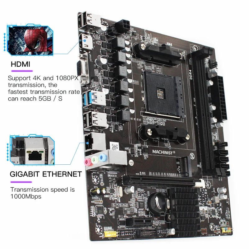 MACHINIST AM4 материнская плата A320 M.2 Challenger AMD ddr4 слоты памяти Rams nmve m.2 sata iii ssd HDMI + VGA