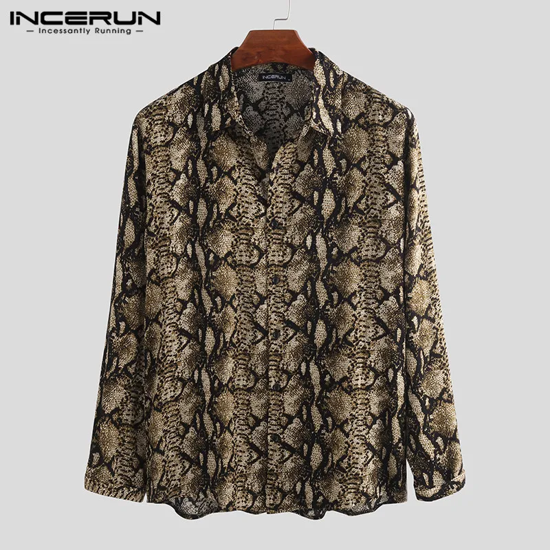 INCERUN 2023 Men Printed Shirt Long Sleeve Streetwear Lapel Button Personality Men Shirts Casual Brand High Quality Tops S-5XL