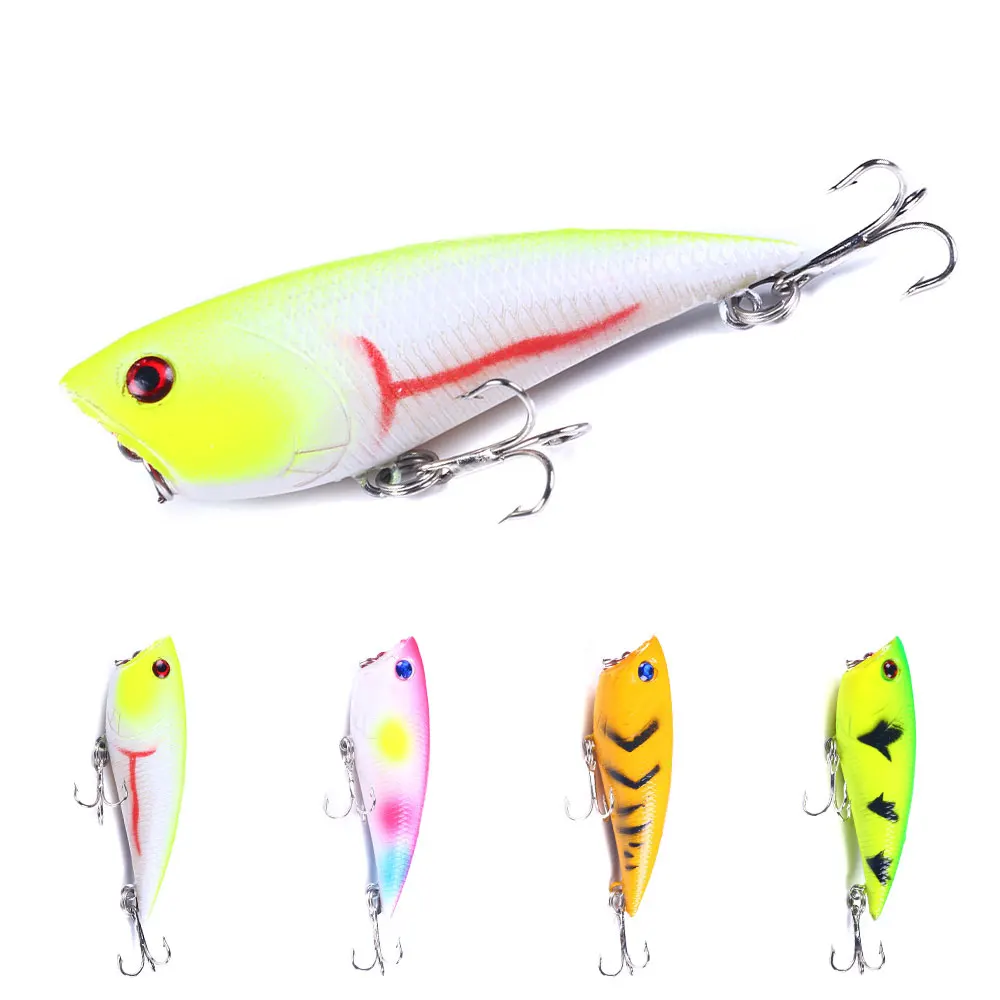 

1pcs 7CM/7.7G 4 color top water plastic Popper fishing hard bait lures Artificial fishing lures