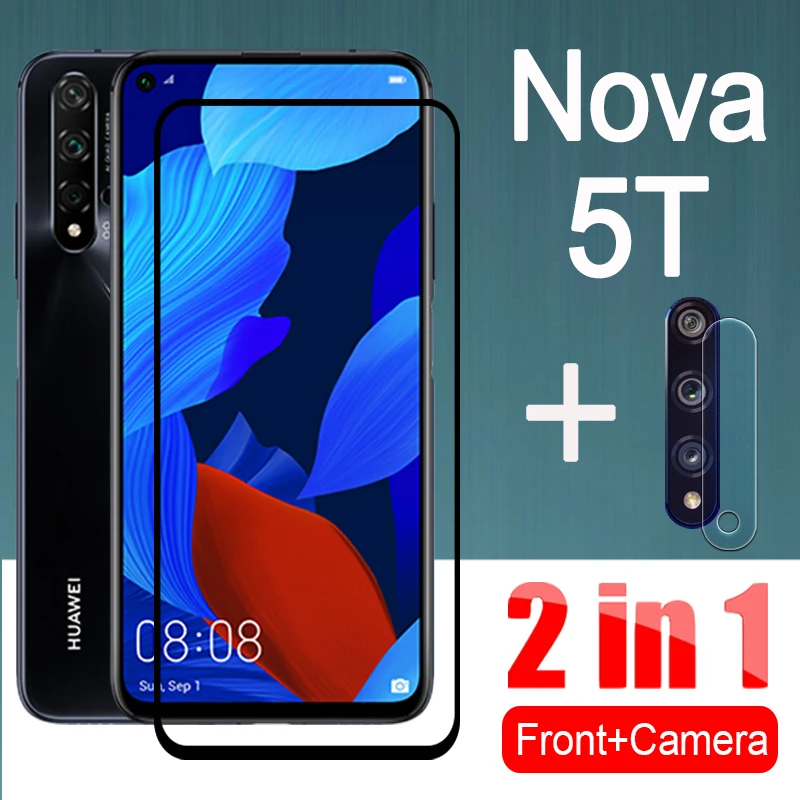 2 в 1 Nova 5 T Защитное стекло для huawei Nova5t T5 чехол Полная защита экрана с объективом