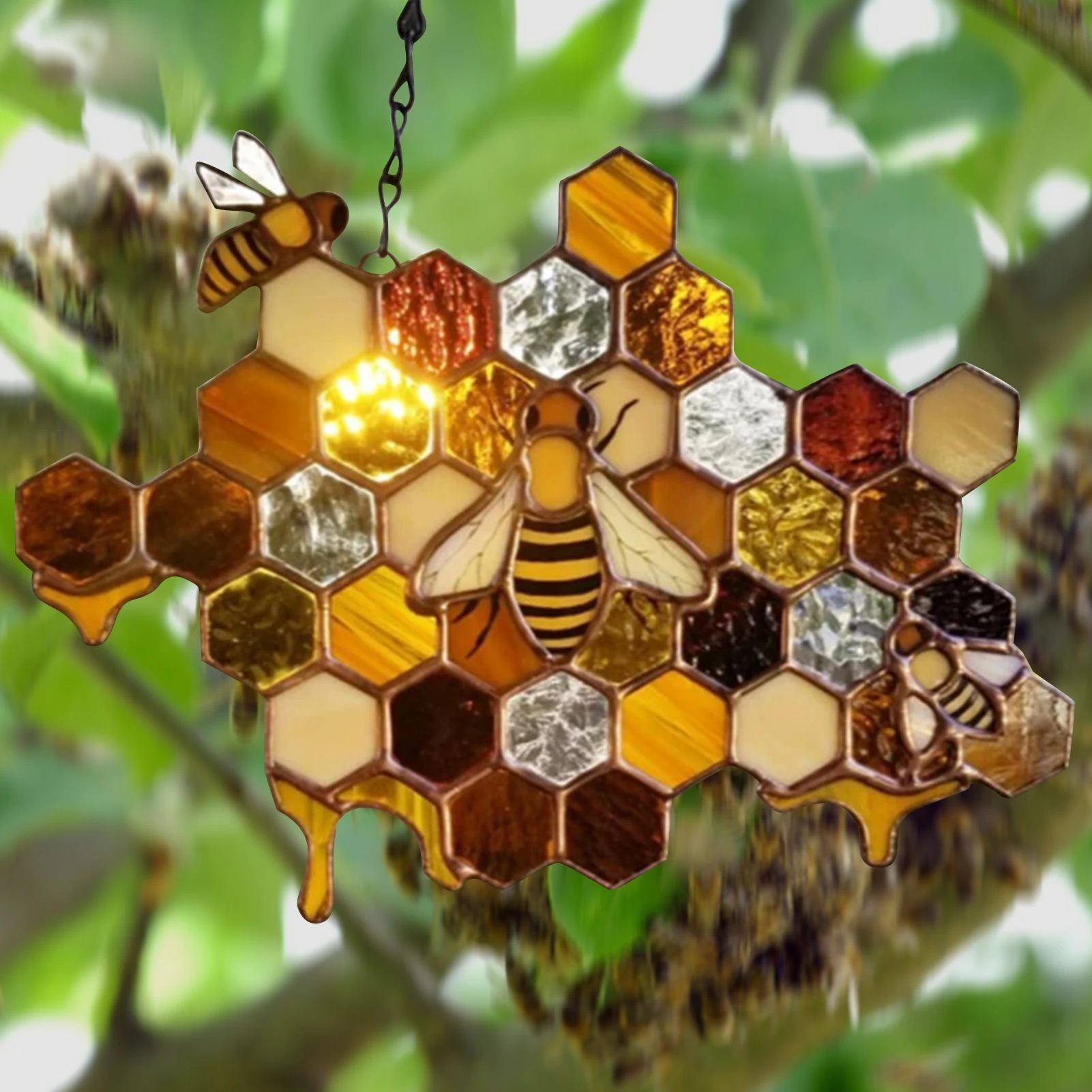 

Queen & Bee Protect Honey Suncatcher Honey Bee Mosaic Handmade Home Decoration Wall Art MAZI888