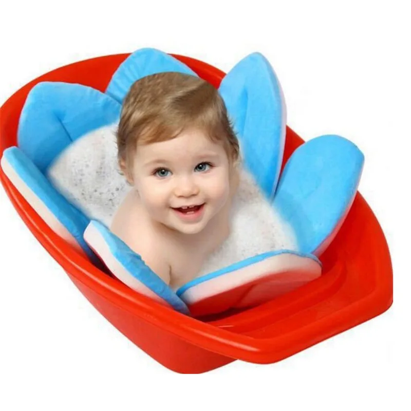 Baby Bath Soft Seat Flower Plush Cushion Newborn Sleep Mat Infant Foldable Shower Non-Slip Support Tub Pad Comfort Pillow