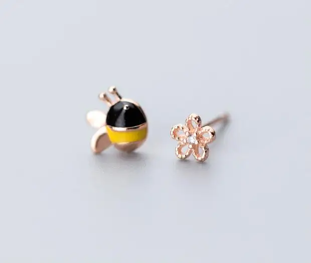 F Rose Gold Color MloveAcc 925 пробы серебряные милые Крошечные золотые серьги-гвоздики с бабочкой подарок для женщин девочек модные серебряные ювелирные изделия - Окраска металла: F Rose Gold Color