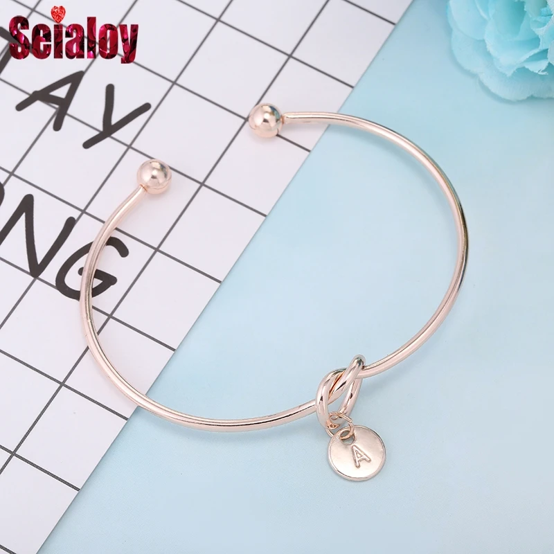 Простое розовое золото 26 буква Шарм открытия Браслеты для Для женщин мужчин