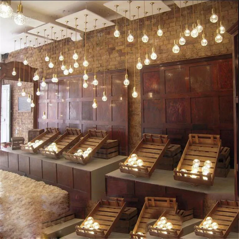 

Vintage Loft Crystal Chandelier Glass Ball Drop Hanging Light DIY Spider Crystal Bulb Chandeliers G9 LED Lighting Fixture