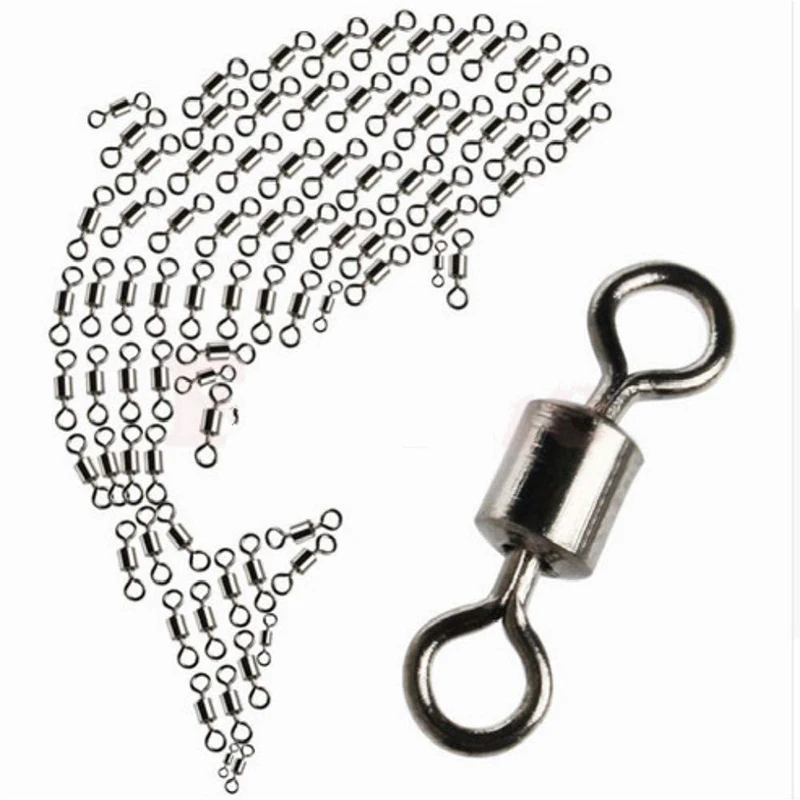 

50PCS/SET Fishing Rolling Barrel Swivel Stainless Steel Nickle Barrel Swivel Fishing Line Connector Fishing Accessories