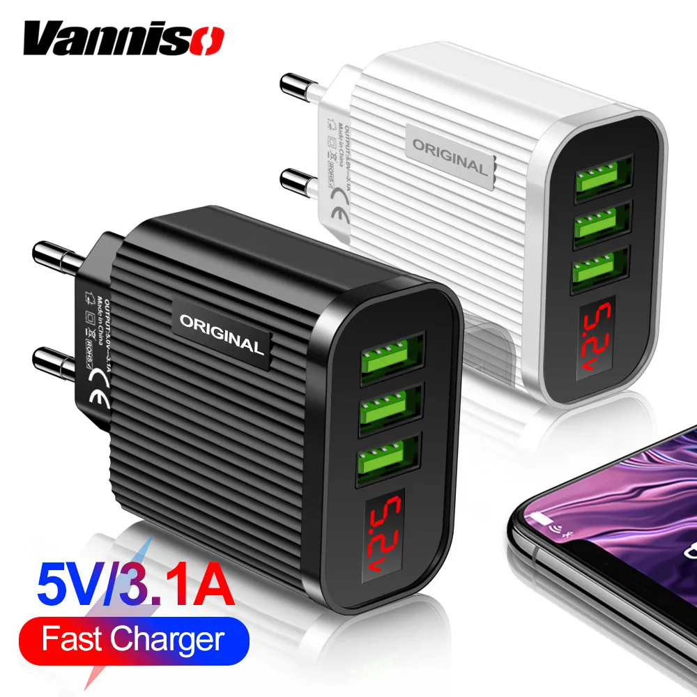 Быстрое зарядное устройство Vanniso 3 0 USB для Samsung iPhone X 8 Xiaomi mi9 Digital Display Tablet QC быстрое