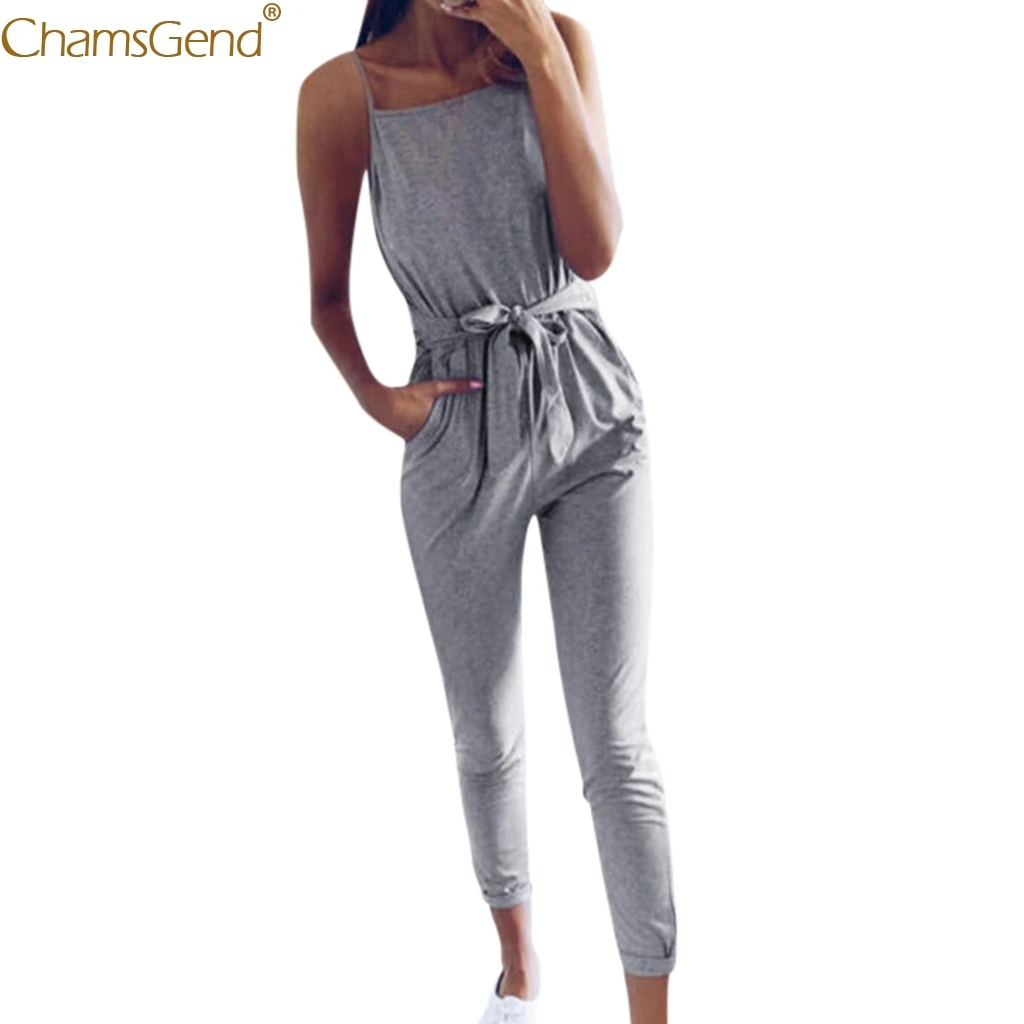 Женский комбинезон без рукавов Длинный свободный с широкими штанинами