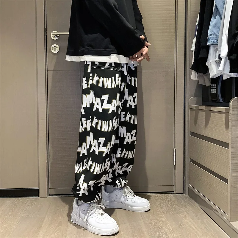 Letter Print Baggy Jeans for Teen Fashion Trends High Street Clothing Mens Wide Leg Denim Pants Harajuku Casual Loose Streetwear