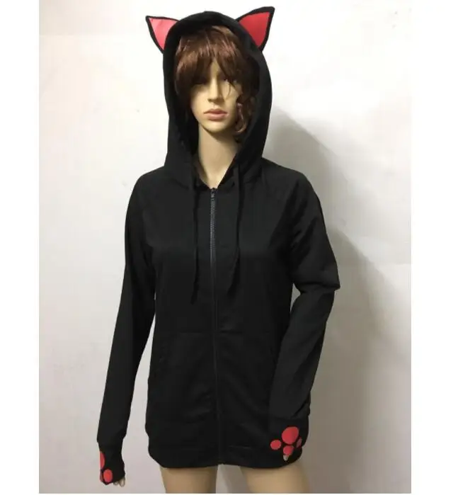 Свитшот женвечерние с длинным рукавом и принтом кошачьи ушки | Женская одежда