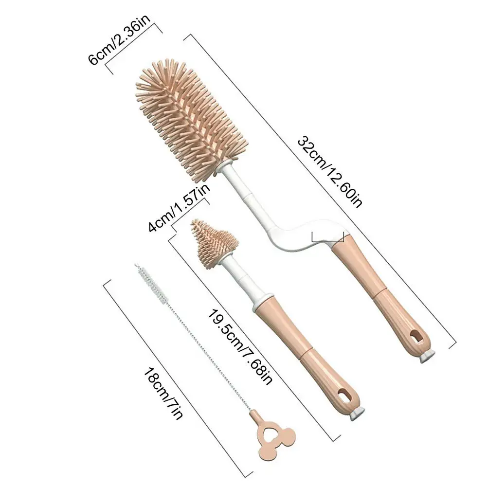 

360 Degree Rotating Silicone Baby Bottle Brush Baby Water Cup Straw Pacifier Cleaning Brush Set Newborn Baby Supplies