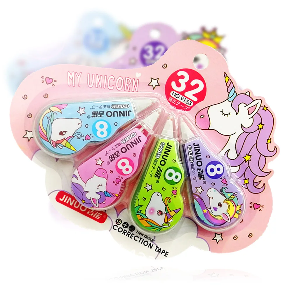

4 шт./упак. Единорог Корректирующая лента рекламных подарков Канцтовары студенческий приз Школа канцелярских товаров