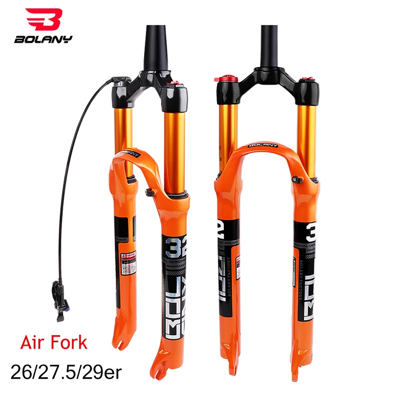 Bolany MTB Bicycle Fork Magnesium Alloy Air Suspension 26 27.5 29 Inch 32 HL RL100mm Bike Fork Lockout For Bicycle Accessories